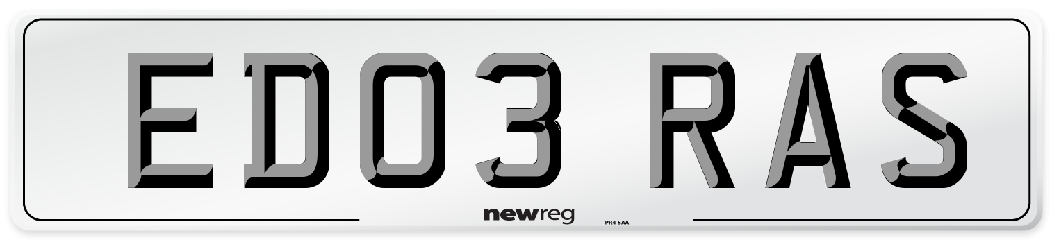 ED03 RAS Number Plate from New Reg